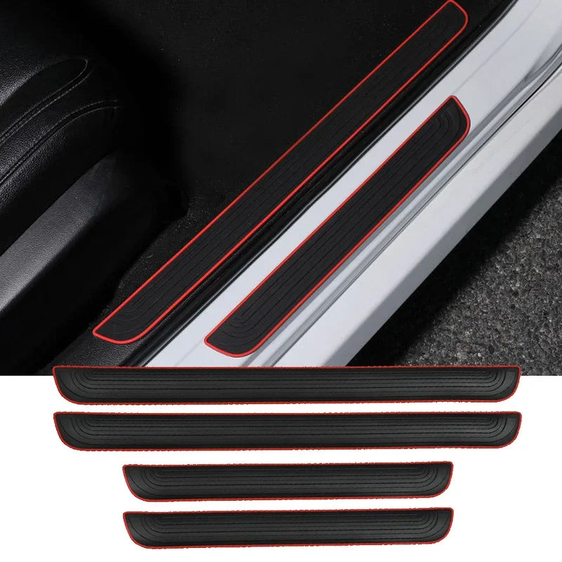 4pcs Rubber Car Door Sill Scuff Covers