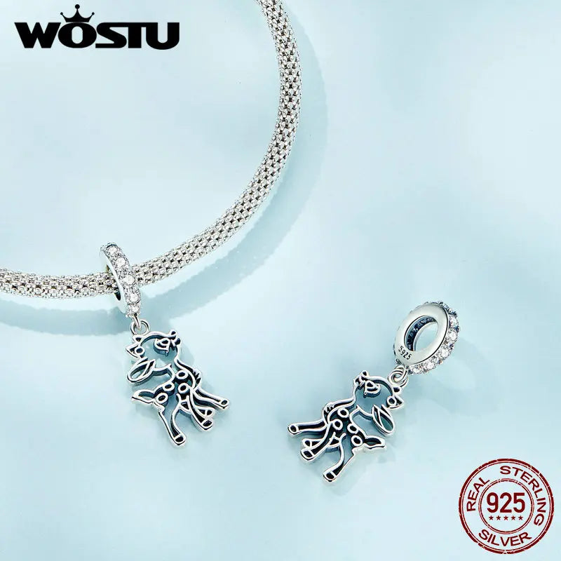 WOSTU 925 Sterling Silver animal charms